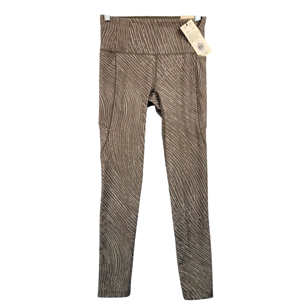 Calia XS Energize High Rise 7/8 Legging Brown White Lightweight Breathable UPF50